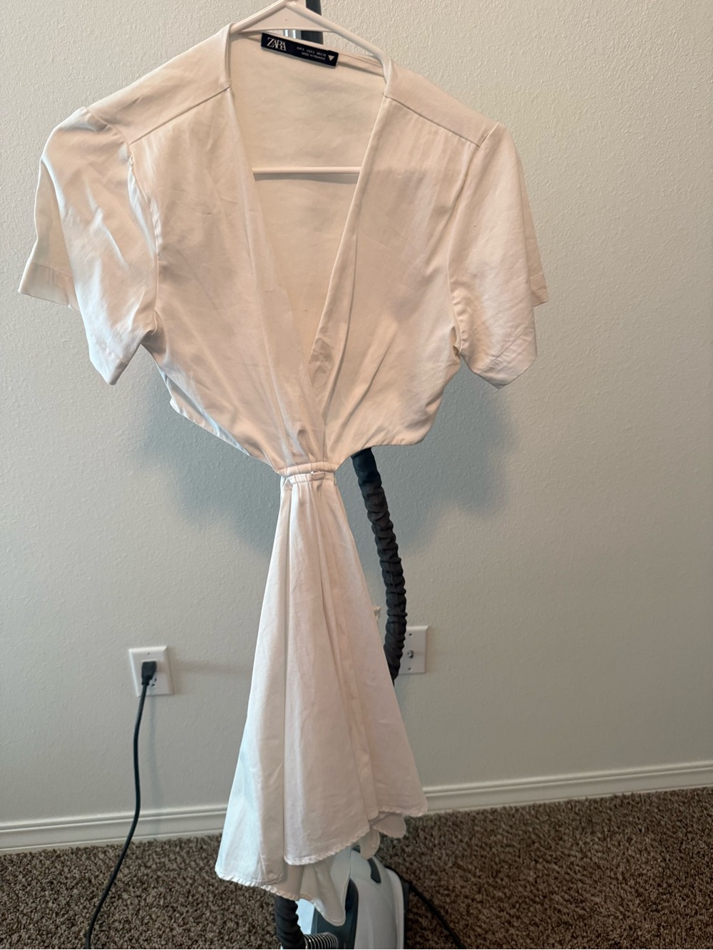 Zara White Mini Tie-Front Dress